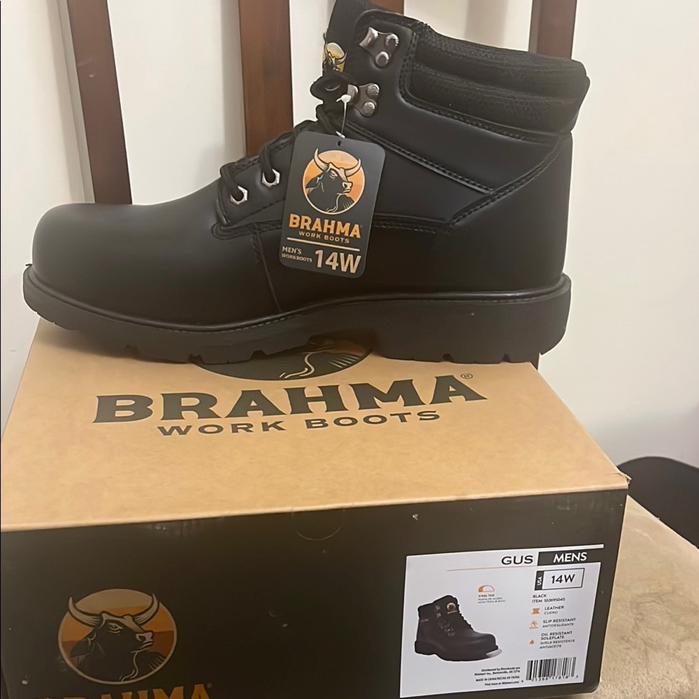 Brahma Black Boots with Rugged Construction and Padded Collar